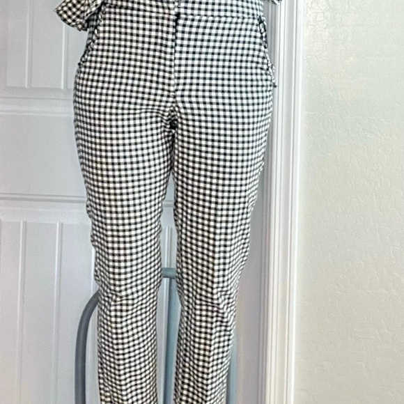 Zara Black & White Gingham Checked Ankle Crop Pants Medium Like New - Picture 4 of 12